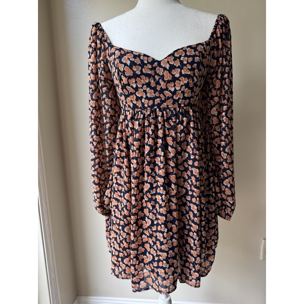 Abercrombie & Fitch Women's Floral Babydoll Midi Dress with Puff Sleeves Size M